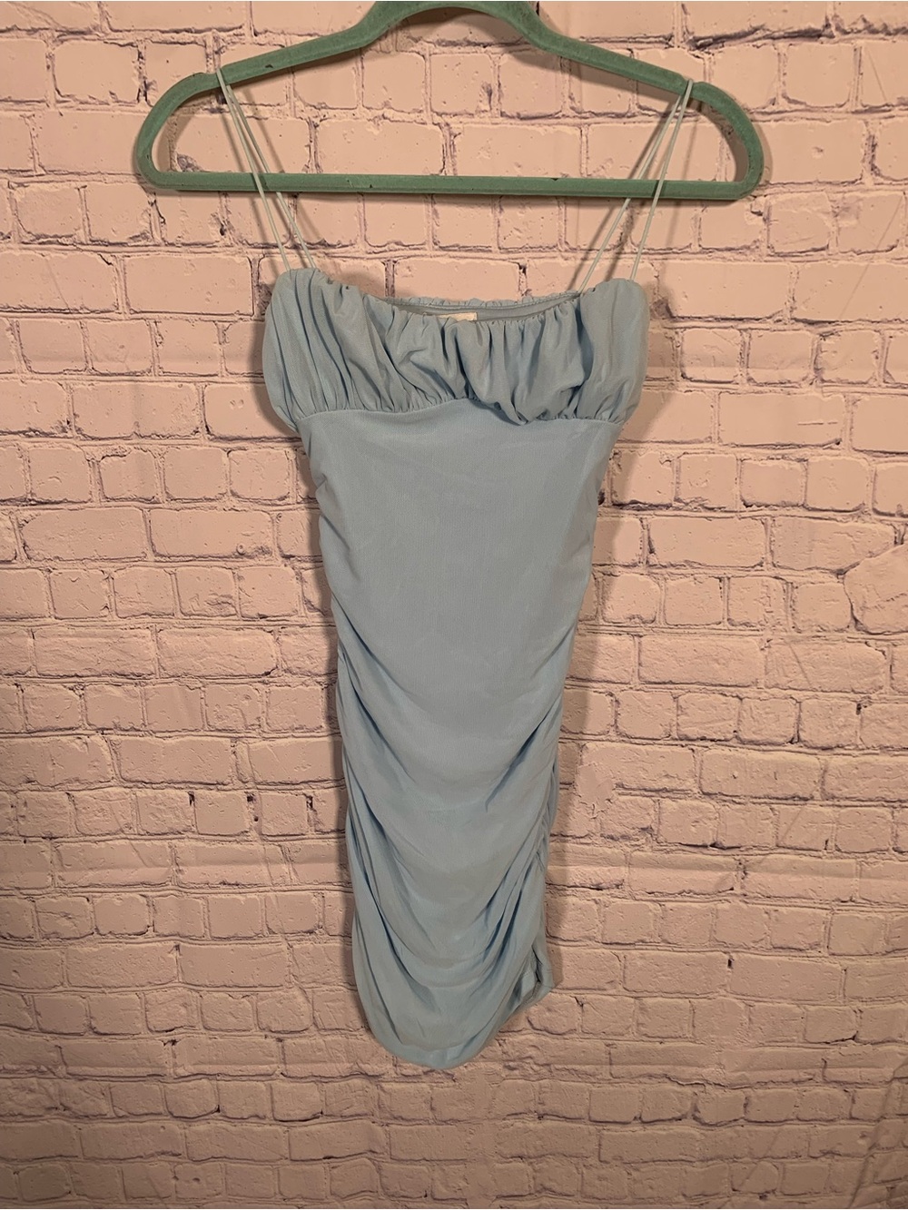 Hello Molly Womens Mini Bodycon Dress Light Blue Size XS Night Out Wedding Guest